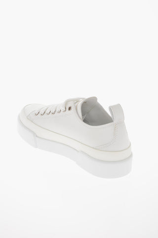 Lamè Printed Logo Lace-up Leather Sneakers