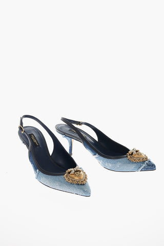 Jewel Toe CARDINALE Denim Slingbacks 6cm