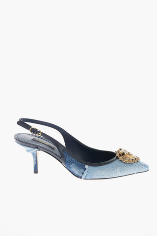 Jewel Toe CARDINALE Denim Slingbacks 6cm