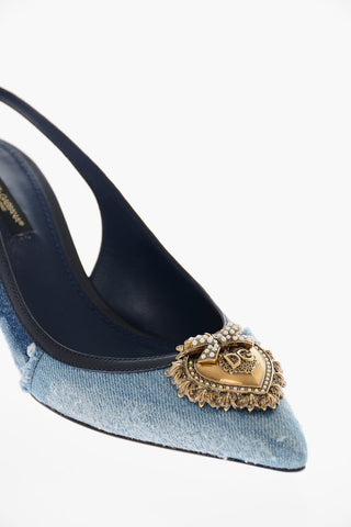 Jewel Toe CARDINALE Denim Slingbacks 6cm