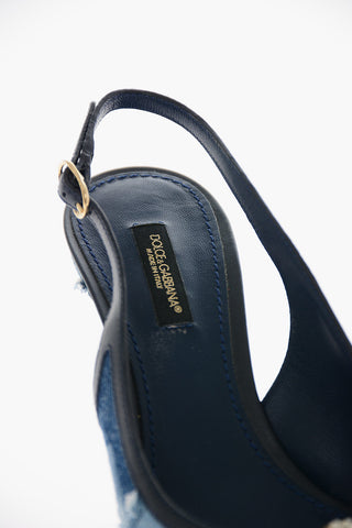 Jewel Toe CARDINALE Denim Slingbacks 6cm