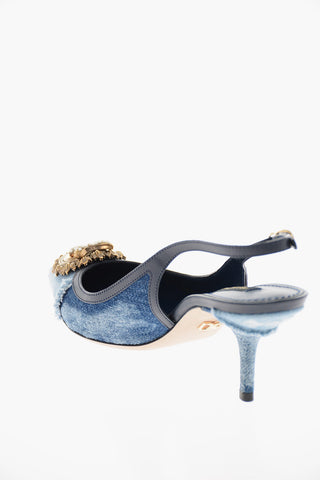 Jewel Toe CARDINALE Denim Slingbacks 6cm