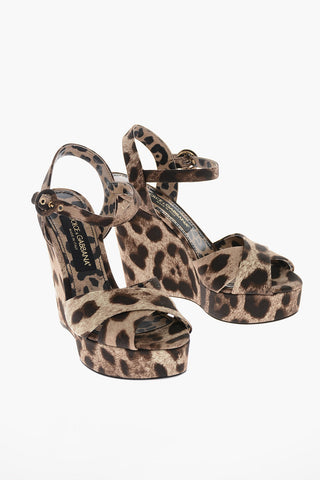 Sandali BIANCA in Tessuto Animalier con Zeppa 13cm