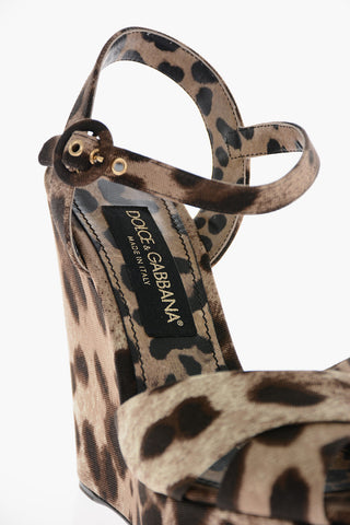 Sandali BIANCA in Tessuto Animalier con Zeppa 13cm