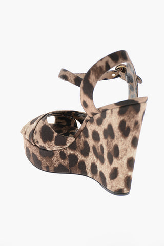 Sandali BIANCA in Tessuto Animalier con Zeppa 13cm