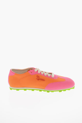 Two Tone Stretch Fabric Sneakers with Cleats