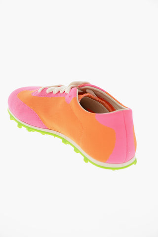 Two Tone Stretch Fabric Sneakers with Cleats