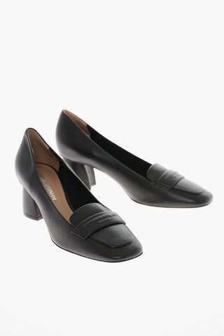 EMPORIO Squared Heel Leather Loafers 5cm