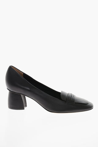 EMPORIO Squared Heel Leather Loafers 5cm