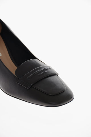 EMPORIO Squared Heel Leather Loafers 5cm