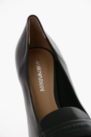 EMPORIO Squared Heel Leather Loafers 5cm