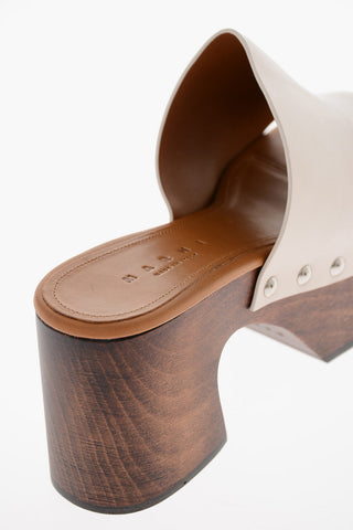 Wood Wedge Leather Mules 9cm
