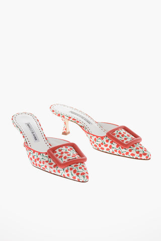Spool Heel Floral Motif MAYSALEBI Mules with Maxibuckle 5cm