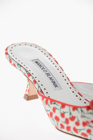 Spool Heel Floral Motif MAYSALEBI Mules with Maxibuckle 5cm