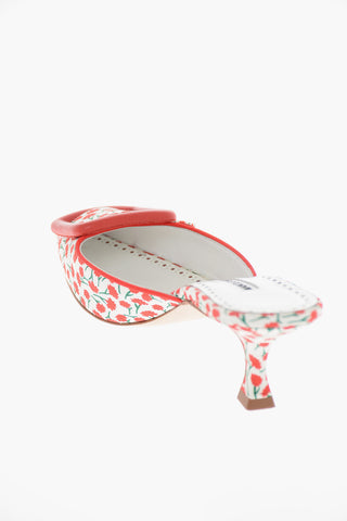 Spool Heel Floral Motif MAYSALEBI Mules with Maxibuckle 5cm