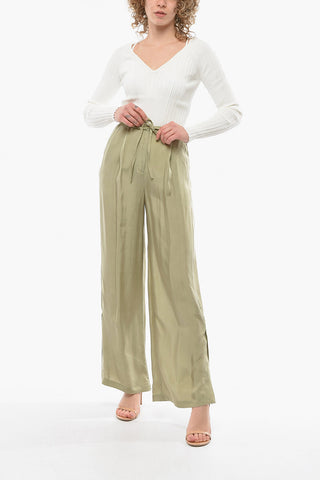 Wide Leg TANDIN Pants with Ankle Split and Belt
