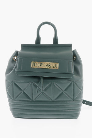 LOVE Quilted Vegan Leather Backpack with Gold Metal Logo