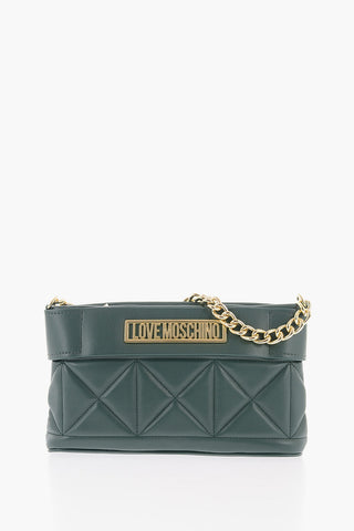 LOVE Quilted Faux Leather Bag with Gold Chain
