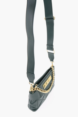 LOVE Quilted Faux Leather Bag with Gold Chain