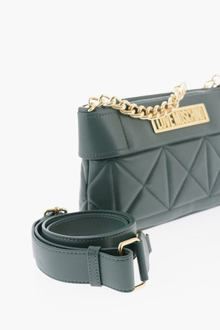 LOVE Quilted Faux Leather Bag with Gold Chain