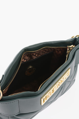 LOVE Quilted Faux Leather Bag with Gold Chain