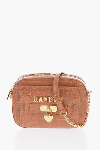 LOVE Faux Leather Crossbody Bag with Crocodile Effect