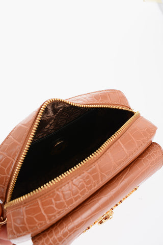 LOVE Faux Leather Crossbody Bag with Crocodile Effect