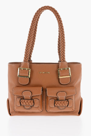 LOVE Schultertasche aus Kunstleder mit geflochtenem Griff