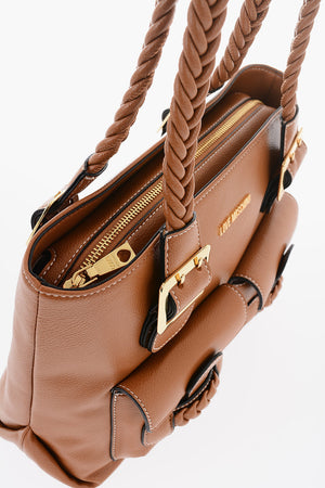 LOVE Schultertasche aus Kunstleder mit geflochtenem Griff