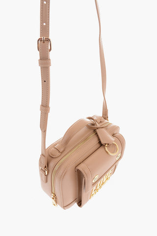 LOVE Faux Leather Crossbody Bag with Gold Logo