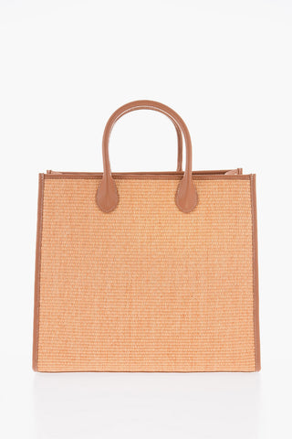 LOVE Logo Embroidered Raffia Tote Bag