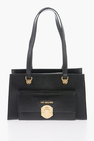 LOVE Faux Leather Shoulder Bag with Gold Details