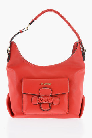 LOVE Faux Leather Shoulder Bag with Braided Handle