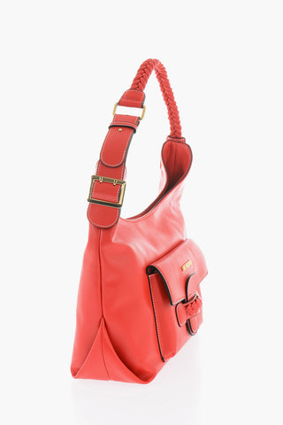 LOVE Faux Leather Shoulder Bag with Braided Handle
