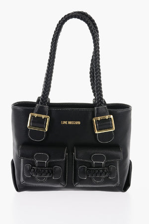 LOVE  LOVE Borsa a Spalla in Ecopelle con Manico Intrecciato 