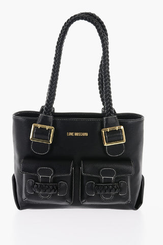 LOVE LOVE Schultertasche aus Kunstleder mit geflochtenem Griff