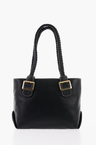 LOVE LOVE Faux Leather Shoulder Bag with Braided Handle