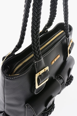 LOVE  LOVE Borsa a Spalla in Ecopelle con Manico Intrecciato 