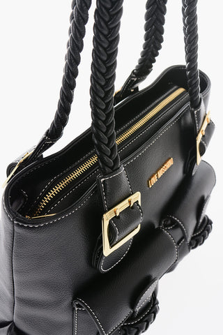LOVE LOVE Faux Leather Shoulder Bag with Braided Handle