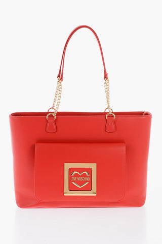 LOVE Faux Leather Tote Bag with Golden Details