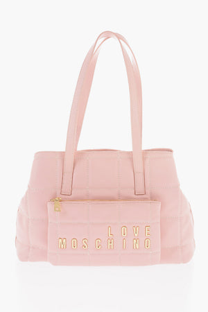 LOVE Borsa a Spalla in Ecopelle Trapuntata con Logo Dorato