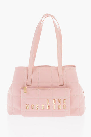 LOVE Borsa a Spalla in Ecopelle Trapuntata con Logo Dorato