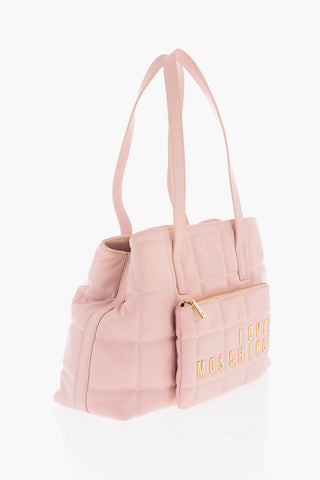 LOVE Borsa a Spalla in Ecopelle Trapuntata con Logo Dorato