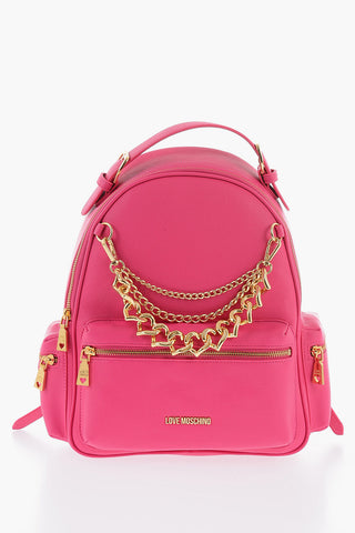  LOVE Faux Leather Backpack with Removable Golden Charm 