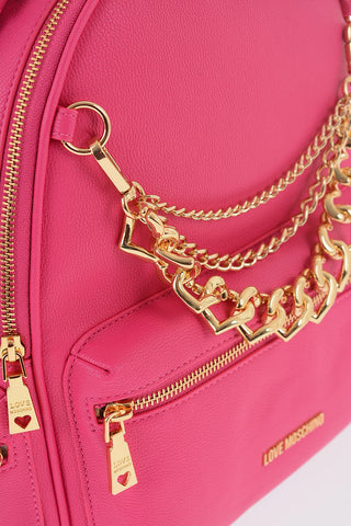  LOVE Faux Leather Backpack with Removable Golden Charm 