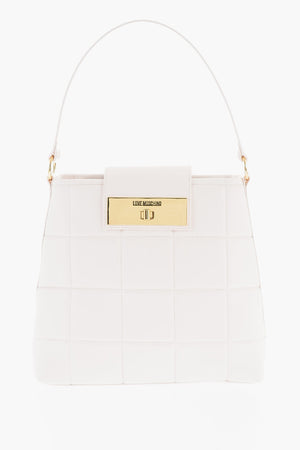 LOVE Quilted Faux Leather Shoulder Bag with Turn Lock Closure