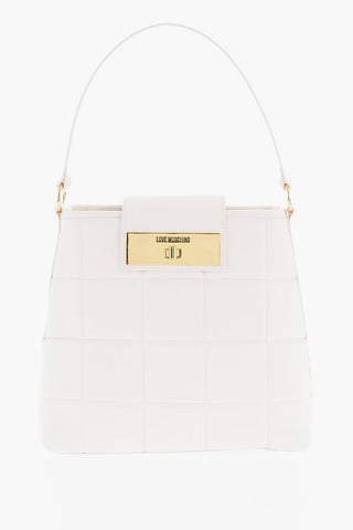 LOVE Quilted Faux Leather Shoulder Bag with Turn Lock Closure