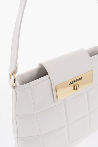 LOVE Quilted Faux Leather Shoulder Bag with Turn Lock Closure