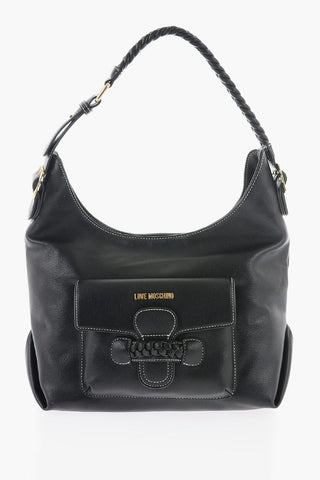 LOVE Faux Leather Shoulder Bag with Braided Handle