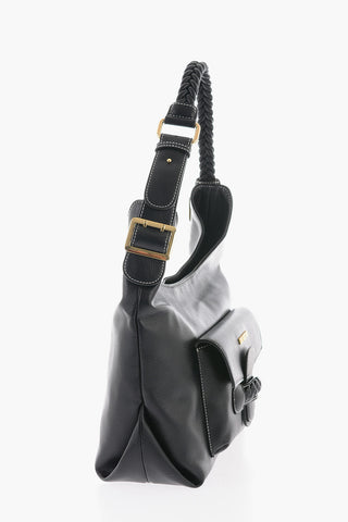LOVE Schultertasche aus Kunstleder mit geflochtenem Griff